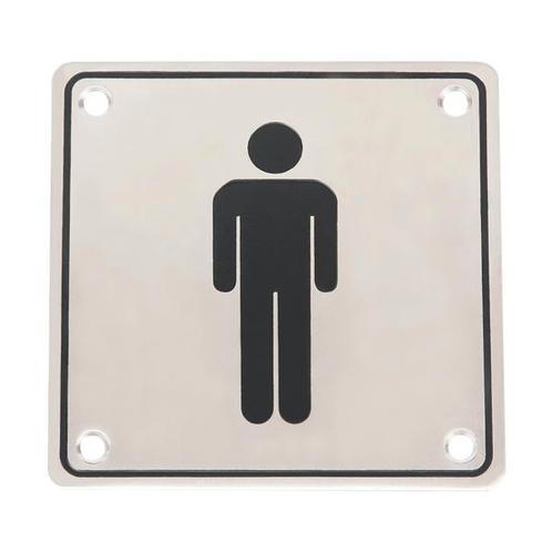 Wc pictogram mannen RVS vierkant, Doe-het-zelf en Verbouw, Hang- en Sluitwerk, Nieuw, Overige materialen, Ophalen of Verzenden