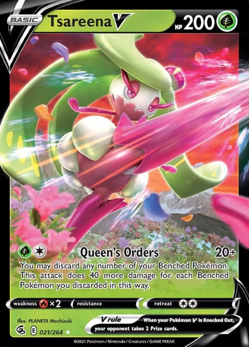 Tsareena V 021/264 (Fusion Strike), Hobby en Vrije tijd, Verzamelkaartspellen | Pokémon, Losse kaart, Nieuw, Foil, Ophalen of Verzenden