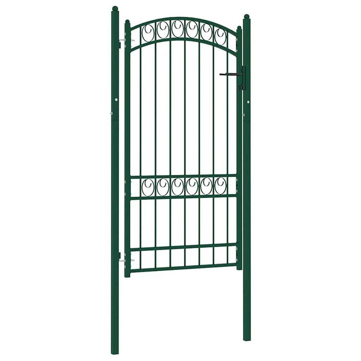 vidaXL Poort met gebogen bovenkant 100x175 cm staal groen, Tuin en Terras, Tuinpoorten, Nieuw, Verzenden