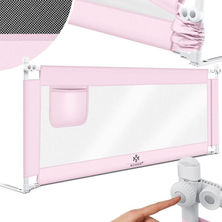 Bedhekje - 150 cm - Bedrand - Bedrail - Bedrek - Roze - KESS, Kinderen en Baby's, Kinderkamer | Bedden, Zo goed als nieuw, Verzenden