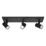 Opbouwspot Piccolo Zwart Metaal Rechthoek GU10 3-voudig 40cm, Ophalen of Verzenden, Nieuw