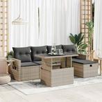 vidaXL 6-delige Loungeset met kussens poly rattan lichtgrijs, Verzenden, Nieuw, Rotan, Loungeset