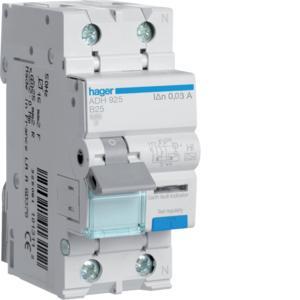 Hager aardlekautomaat / 1-polig + nul, 30mA, B25A / ADH925, Doe-het-zelf en Verbouw, Elektra en Kabels, Nieuw, Ophalen of Verzenden