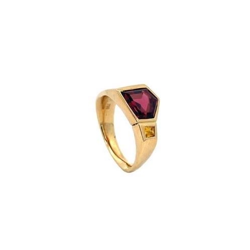 Ring - 18 karaat Geel goud -  2.10ct. tw. Granaat - Saffier, Sieraden, Tassen en Uiterlijk, Ringen