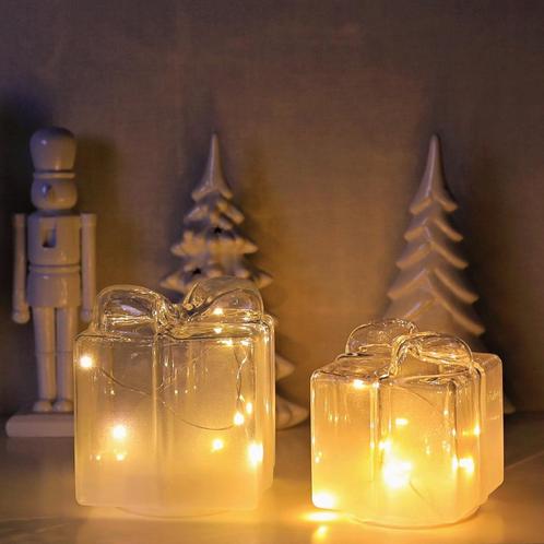 LUCOZA Kerst Glazen Geschenkdozen met LED Verlichting | Set, Diversen, Kerst