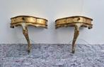Paar vergulde Florentijnse Consoles met lades - Wandtafel, Antiek en Kunst, Curiosa en Brocante