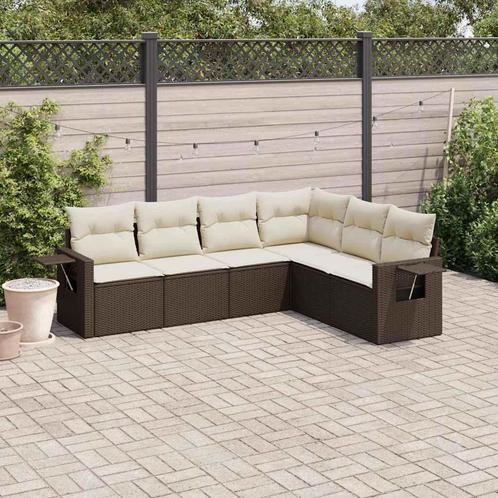 vidaXL 6-delige Loungeset met kussens poly rattan bruin, Tuin en Terras, Tuinsets en Loungesets, Loungeset, Nieuw, Rotan, Verzenden