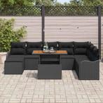 vidaXL Tuin Sofa Set met opslag 9 pcs Zwart Poly riet, Verzenden, Nieuw, Rotan