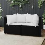 vidaXL Tuinhoekbanken met kussens 2 st poly rattan zwart, Tuin en Terras, Verzenden, Nieuw, Rotan
