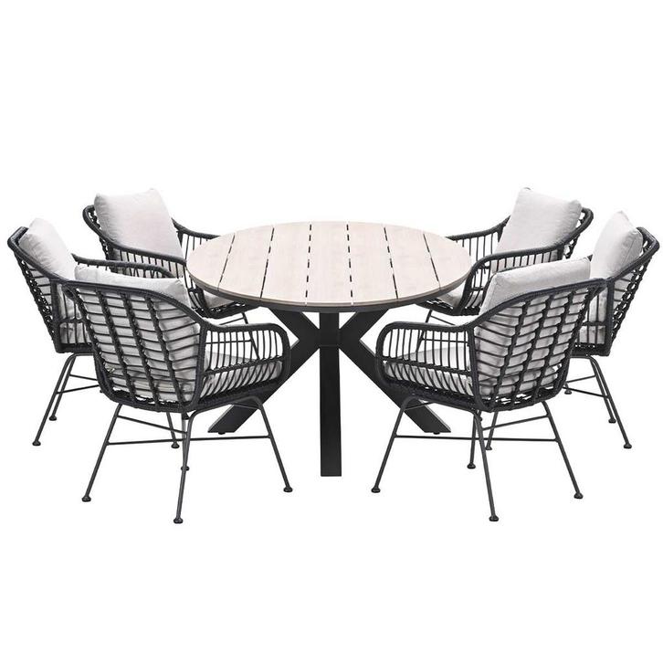 Garden Impressions Lucas tuinset zwart 7-delig - Tulli, Tuin en Terras, Tuinsets en Loungesets, Verzenden