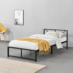 Metalen bed Meran bedframe met bedbodem zwart 90x200 cm, Huis en Inrichting, Verzenden, Nieuw