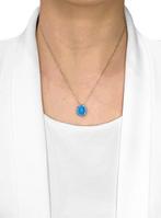 Hanger - 18 karaat Witgoud - 2.17ct. tw. Turquoise - Saffier, Sieraden, Tassen en Uiterlijk, Antieke sieraden