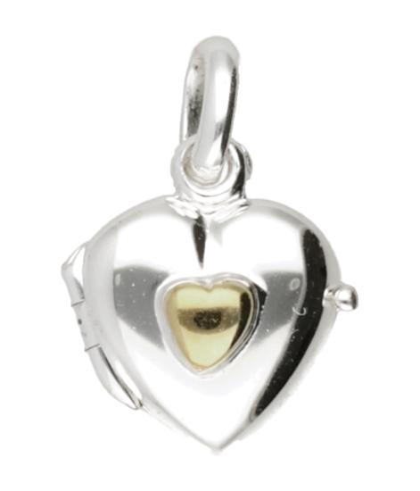 Zilveren Foto medaillon hart met gouden hart hanger - klein, Sieraden, Tassen en Uiterlijk, Kettinghangers, Verzenden