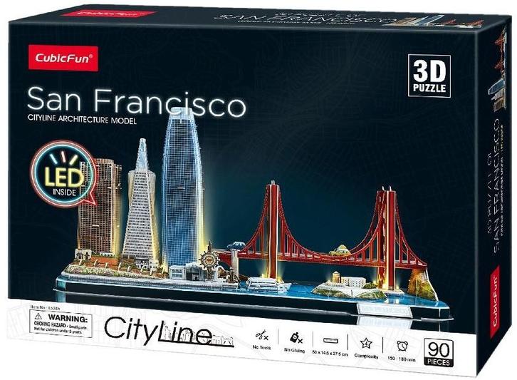 3D Puzzel - City Line San Francisco LED (90 stukjes) |, Hobby en Vrije tijd, Denksport en Puzzels, Nieuw, Verzenden