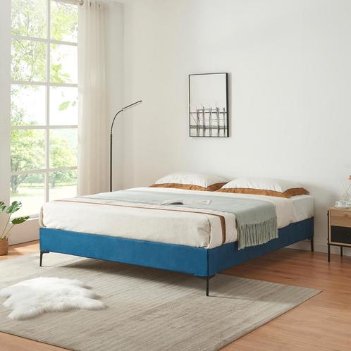 Tweepersoonsbed Lilla met bedbodem 140x200 cm blauw [en.casa, Huis en Inrichting, Slaapkamer | Bedden, Nieuw, Verzenden
