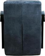 Blauwe leren industriële stalen fauteuil - Kenia Leer Denim, Nieuw, Ophalen of Verzenden, Modern, 50 tot 75 cm