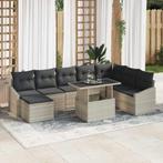 vidaXL Tuin Sofa Set met kussen 9 pcs Licht Grijs en Donker, Verzenden, Nieuw, Rotan