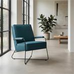 Leren fauteuil Hope - Toledo Turquoise (blauw), Huis en Inrichting, Fauteuils, Nieuw, Ophalen of Verzenden, Eigentijds, Industrieel, Modern, Scandinavisch