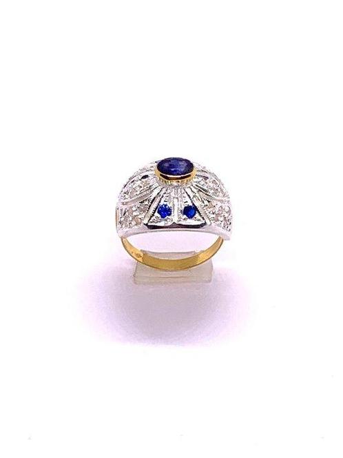 Zonder Minimumprijs - Cocktailring - 9 kt. Geel goud, Zilver, Sieraden, Tassen en Uiterlijk, Antieke sieraden