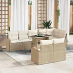 vidaXL Tuin Sofa Set 9 pcs beige en crèmekleurig 100 x 55 x, Tuin en Terras, Tuinsets en Loungesets, Verzenden, Nieuw, Rotan