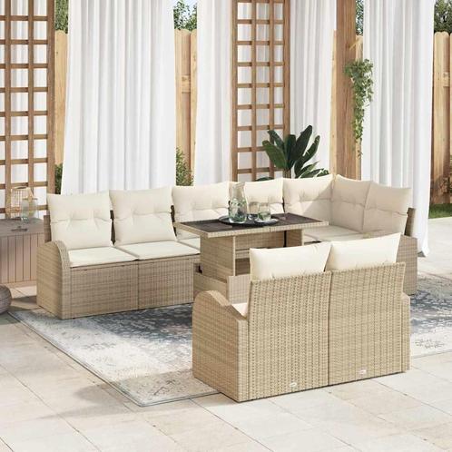 vidaXL Tuin Sofa Set 9 pcs beige en crèmekleurig 100 x 55 x, Tuin en Terras, Tuinsets en Loungesets, Nieuw, Rotan, Verzenden