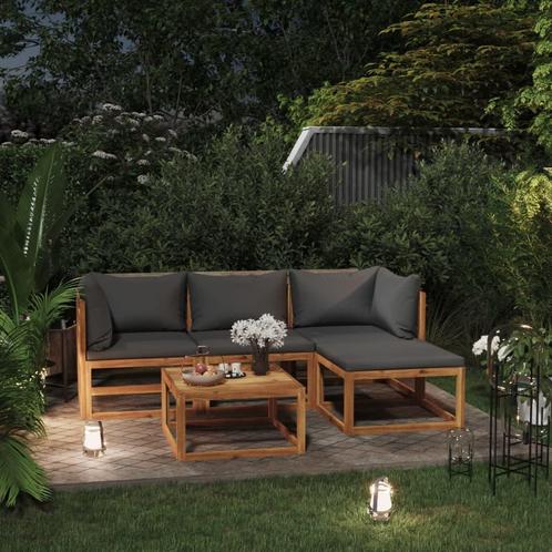 vidaXL 5-delige Loungeset met kussens massief acaciahout, Tuin en Terras, Tuinsets en Loungesets, Loungeset, Nieuw, Hardhout, Verzenden