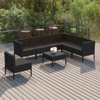 vidaXL 8-delige Loungeset met kussens poly rattan zwart, Verzenden, Nieuw, Rotan, Loungeset