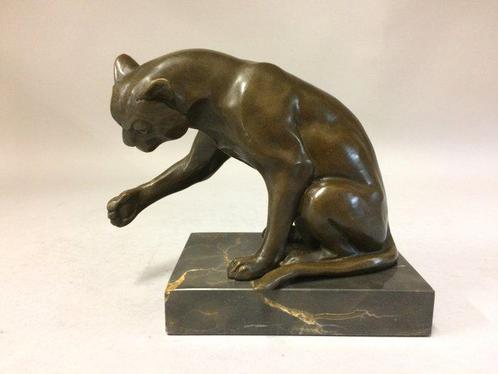 sculptuur, Spelende kat - 14 cm - Bronzen beeld - spelende, Antiek en Kunst, Curiosa en Brocante
