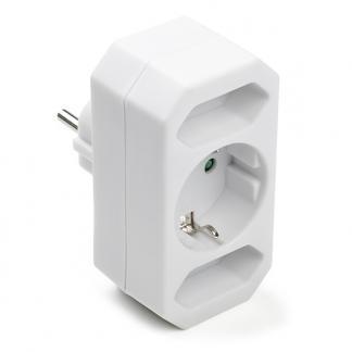 Verloopstekker | Q-link (Drieweg, 1 x geaard, Wit), Doe-het-zelf en Verbouw, Elektra en Kabels, Nieuw, Verzenden