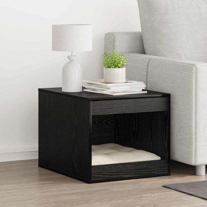 vidaXL Kattenbak Omheining Zwart Eiken 47 x 59 x 42 cm, Dieren en Toebehoren, Katten-accessoires, Nieuw, Verzenden