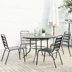 vidaXL 5-delige Tuinset stapelbaar gepoedercoat staal, 4 zitplaatsen, Verzenden, Nieuw, Rvs
