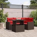 vidaXL 5-delige tuinbankset met kussens, bruin polyrotan, Tuin en Terras, Tuinsets en Loungesets, Verzenden, Nieuw, Rotan