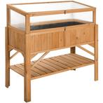 Hoge plantenbak met plank en kweekopzet 119x57x124cm - bruin, Tuin en Terras, Verzenden, Nieuw