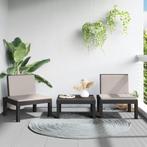 vidaXL 3-delige Loungeset met kussens PP antracietkleurig, Verzenden, Nieuw, 3 zitplaatsen, Loungeset