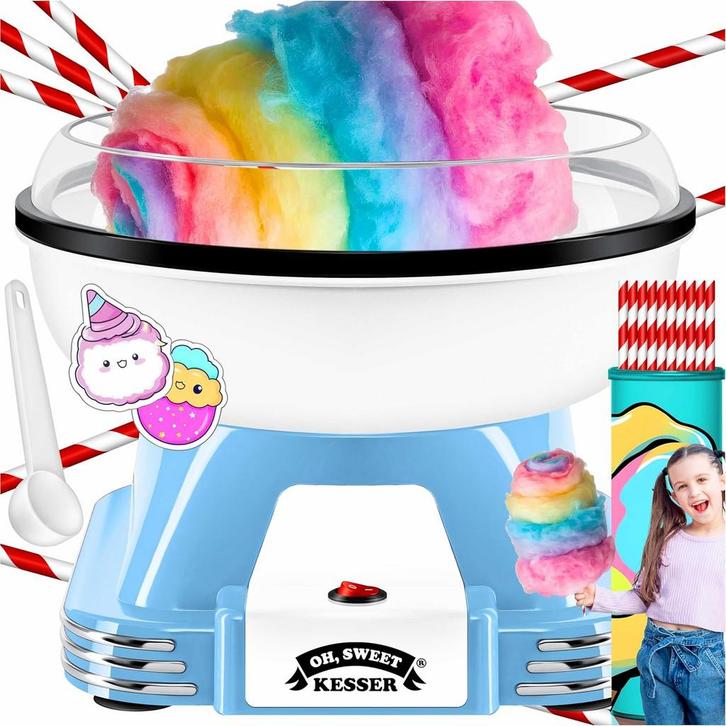 Suikerspinmachine - Retro - 500W - Blauw/Wit - KESSER®, Huis en Inrichting, Woonaccessoires | Kapstokken, Nieuw, Verzenden
