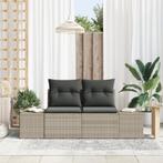 vidaXL Tuinbank 2-zits met kussens poly rattan grijs, Verzenden, Nieuw, Rotan