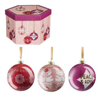 Cadeau Set Kerstballen Peace & Love - 14 Stuks - Ø8 cm - Onb beschikbaar voor biedingen