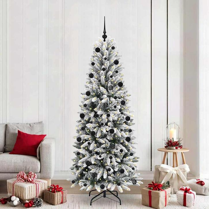 vidaXL Kunstkerstboom Wit 210 cm PVC en Plastic en Staal en, Diversen, Kerst, Nieuw, Verzenden
