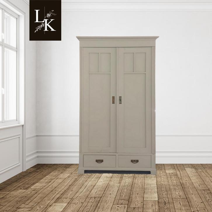 Landelijke klassieke kast, tweedeurskast,legkast, demontabel, Antiek en Kunst, Antiek | Meubels | Kasten