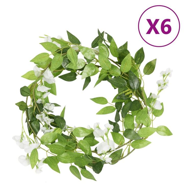 vidaXL Kerstslingers met bloemen 6 st 200 cm wit, Hobby en Vrije tijd, Feestartikelen, Nieuw, Verzenden