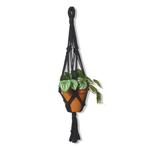 Plantenhanger Funky Zwart - Katoen - Macramé -, Huis en Inrichting, Woonaccessoires | Overige, Ophalen of Verzenden, Nieuw