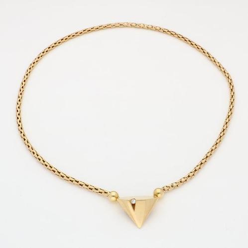 Ketting met hanger - 18 karaat Geel goud Diamant, Sieraden, Tassen en Uiterlijk, Antieke sieraden