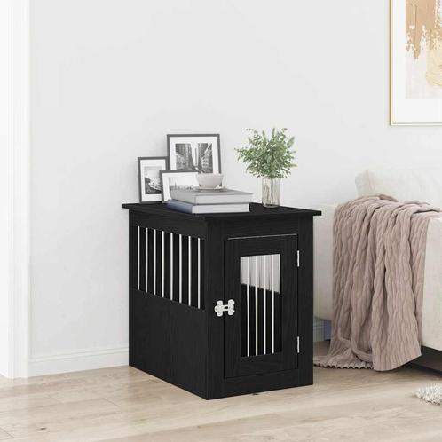 vidaXL Hondenbenchmeubel 62x45x59 cm bewerkt hout zwart, Dieren en Toebehoren, Hondenhokken, Nieuw, Verzenden