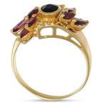 Ring - 18 karaat Geel goud, Saffier - Robijnen - Diamanten -, Sieraden, Tassen en Uiterlijk, Ringen, Nieuw