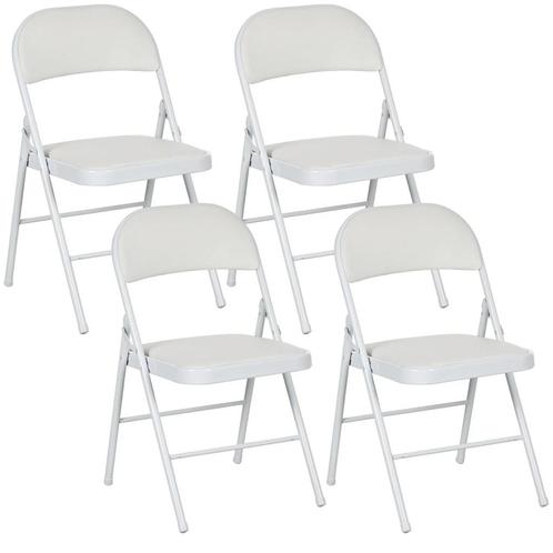 TRUUSK Set van 4 Draagbare Klapstoelen - Met Kussen - Kunstl, Huis en Inrichting, Stoelen, Nieuw, Verzenden