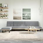 vidaXL Slaapbank L-vormig 255x140x70 cm stof lichtgrijs, Huis en Inrichting, Banken | Bankstellen, Verzenden, Nieuw, Stof, Minder dan 150 cm