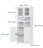 Hoge Badkamerkast 147,5 cm  Glazen & Houten Deuren, Huis en Inrichting, Verzenden, Nieuw