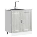 vidaXL Spoelbakonderkast Porto 80x46x81,5 cm bewerkt hout, Huis en Inrichting, Keuken | Keukenelementen, Verzenden, Nieuw, Grijs