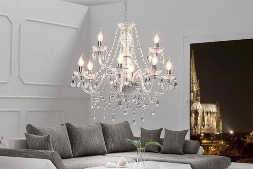 Elegante kroonluchter CRYSTAL 75 cm helder acryl 9-armige, Huis en Inrichting, Lampen | Hanglampen, Ophalen of Verzenden