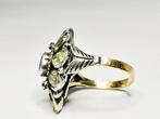 Ring - 18 karaat Geel goud, Zilver Olivijn, Sieraden, Tassen en Uiterlijk, Ringen, Nieuw